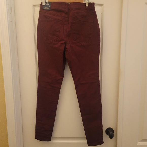 NWT jeans Hollister classic stretch high rise bodycon maroon burgundy denim 7 - Picture 3 of 6